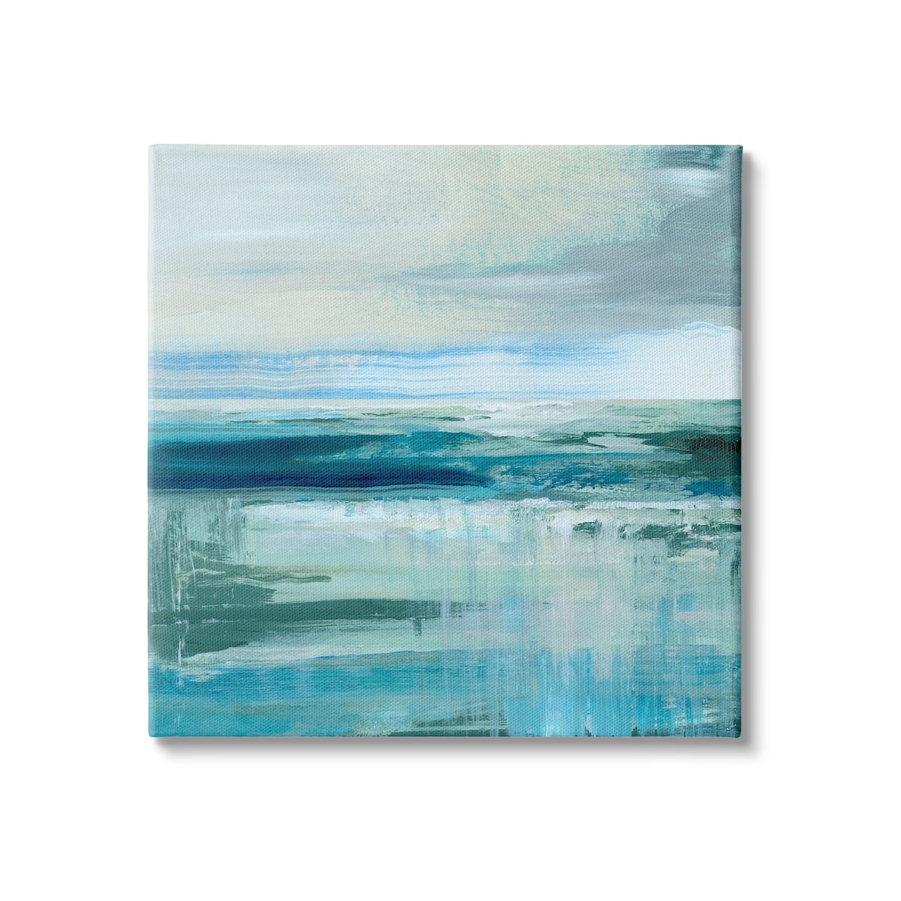 Stupell Industries Abstract Ocean Horizon Modern Nautical Painting Blue Green Canvas Wall Art